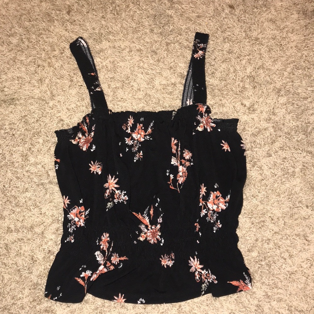 Black crop top with flowers